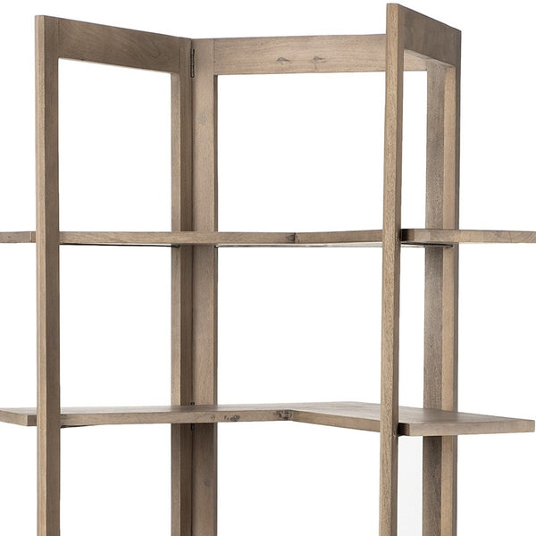 Light Brown Wooden Corner Shelving Unit