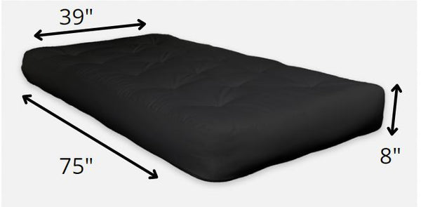 Black Double Poly Twin Futon Mattress 8"