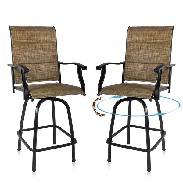 Set of 2 Brown Swivel Indoor Outdoor Bar Stools