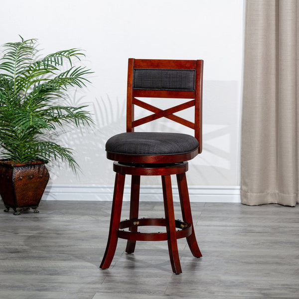 Meeker X Back Premium Fabric Swivel Stool, 30” Bar Stool or 24" Counter Stool